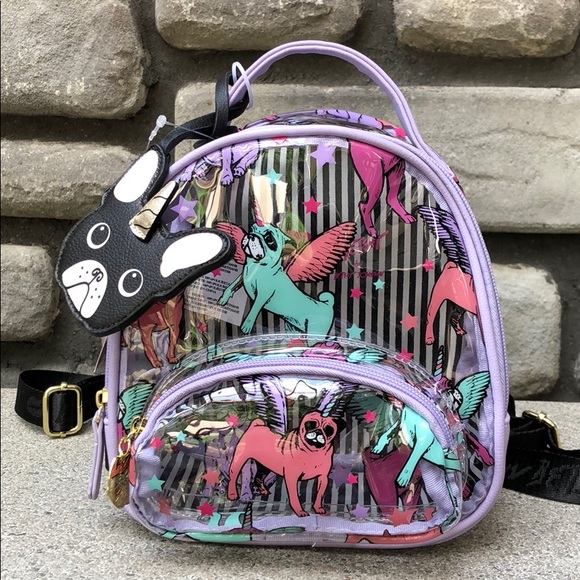 Betsey Johnson Handbags - Mini Clear Backpack Betsey Johnson When Pugs Fly
